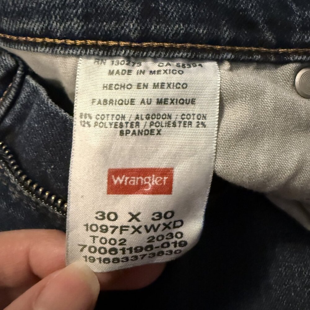 Wrangler Five Star Premium Men's Relaxed Fit Blue Jeans 30x30 Dark Wash Stretch - Picture 8 of 10